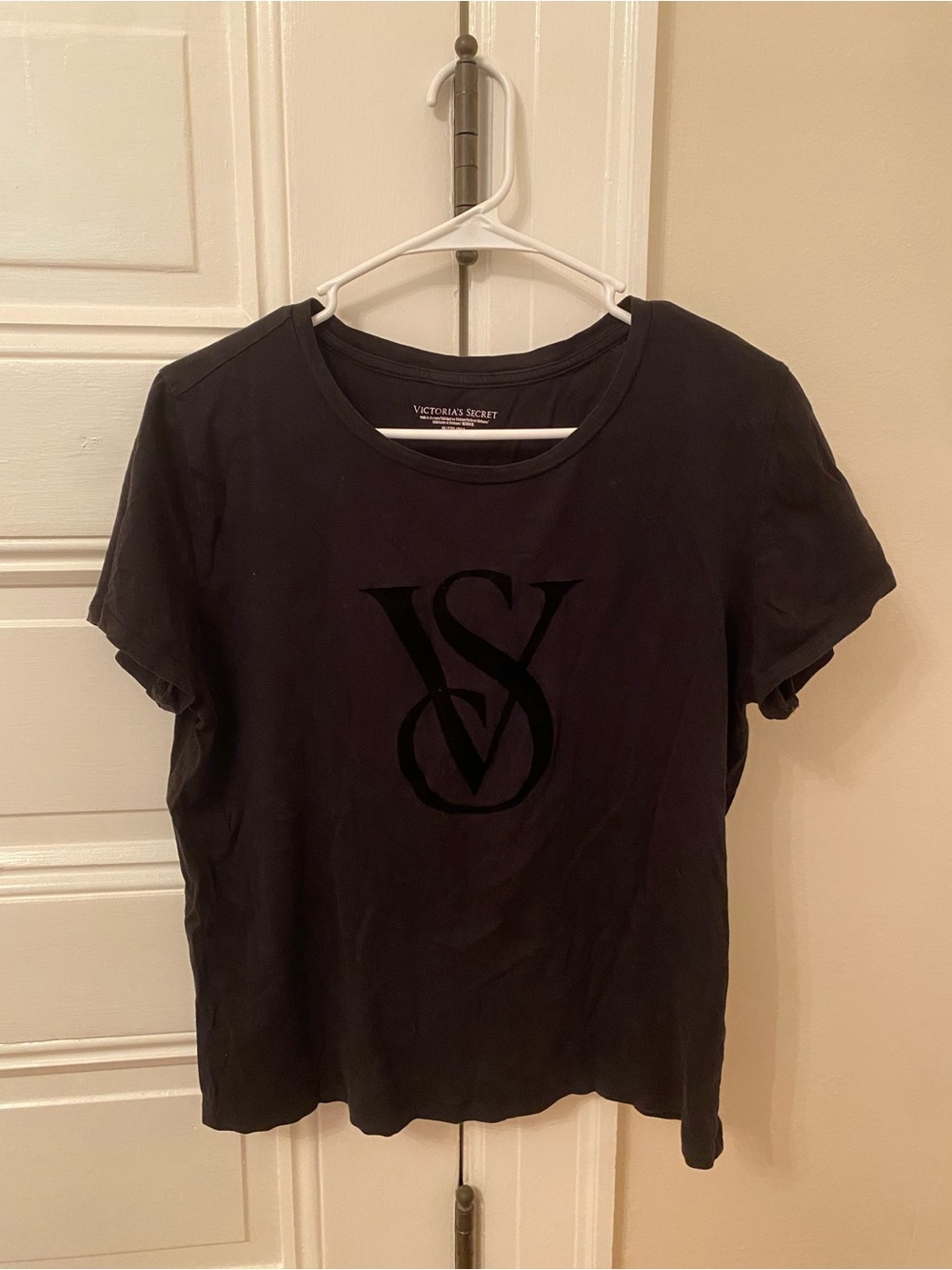 Victoria's Secret Black Velvet Logo Tee